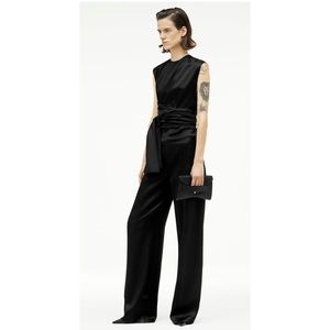 Narciso Rodriguez x Zara Black wide leg black satin pants 4043/302 made in Italy